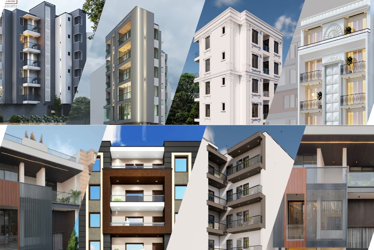 Modern homes and skyline